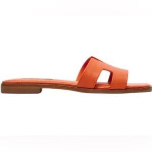 Steve Madden Hadyn orange geometric cut-out strap leather sandals size 9.5